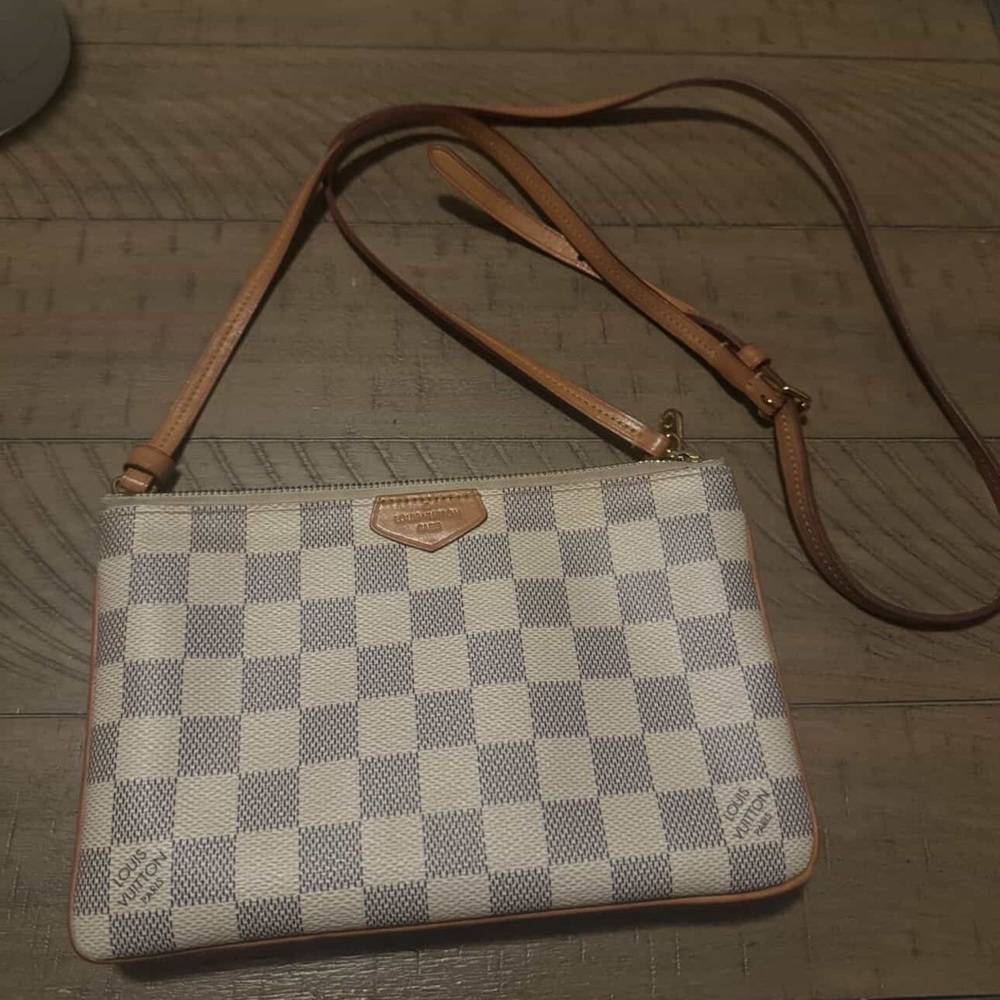 Louis Vuitton White and Gray Checkered Crossbody Bag